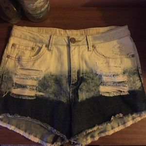 Tie dye jean shorts